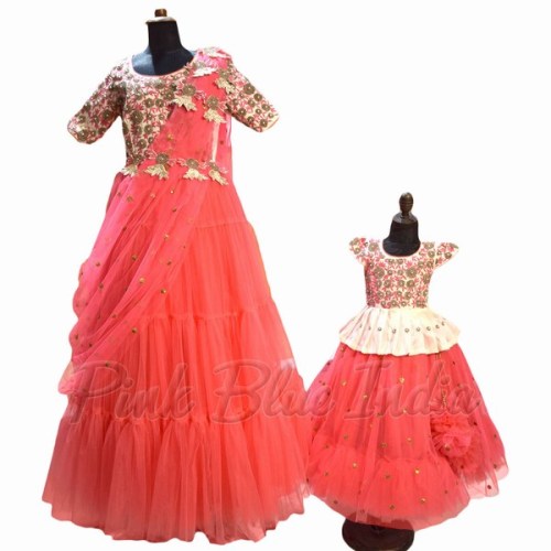 Party Wear Matching Mom and Daughter Lehenga Combo